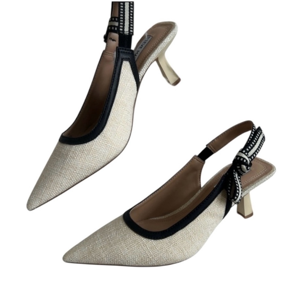 New! Steve Madden Beige and Black Slingback Heels
